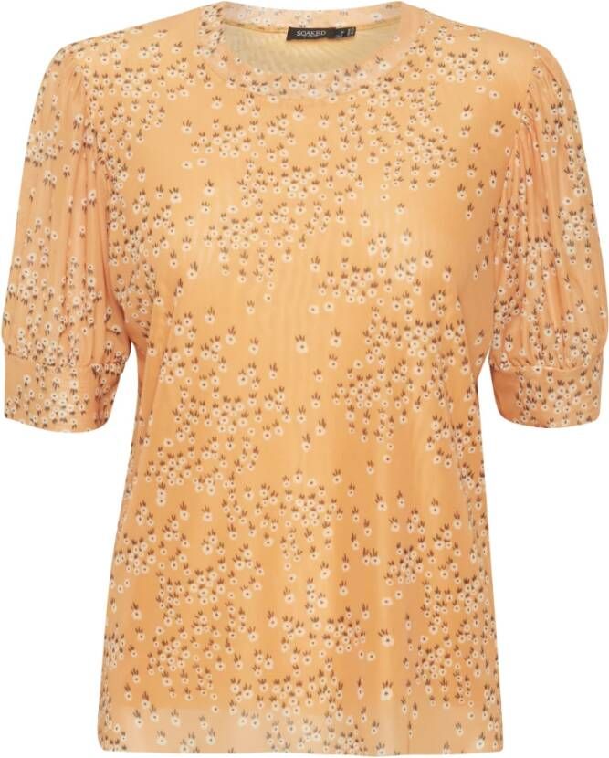 Soaked In Luxury gebloemde semi-transparante top Aldora van gerecycled polyester geel