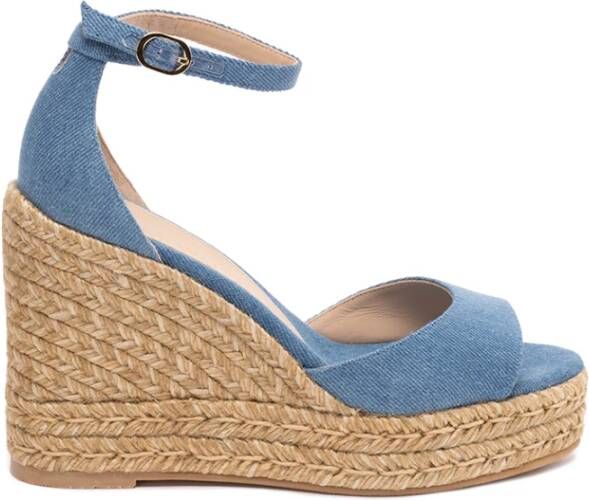 Stuart Weitzman `Nudistcurve` Wedge Espadrilles , Blauw, Dames