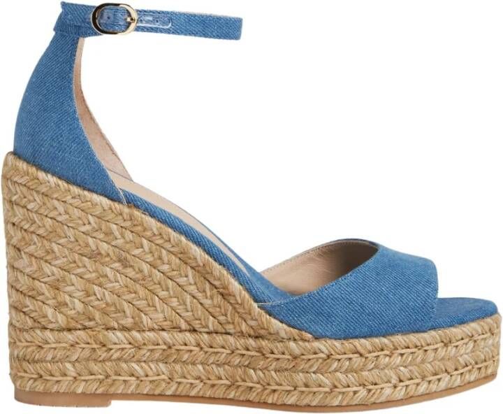 Stuart Weitzman Nudistcurve Espadrille Wedge , Blauw, Dames