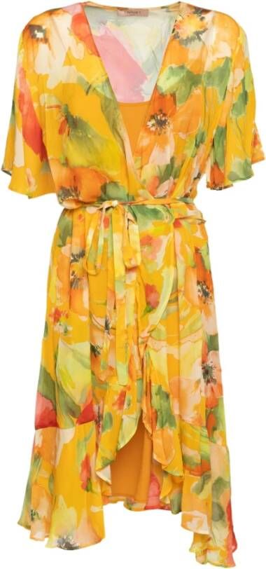 Twinset Mandarin crossing dress , Oranje, Dames