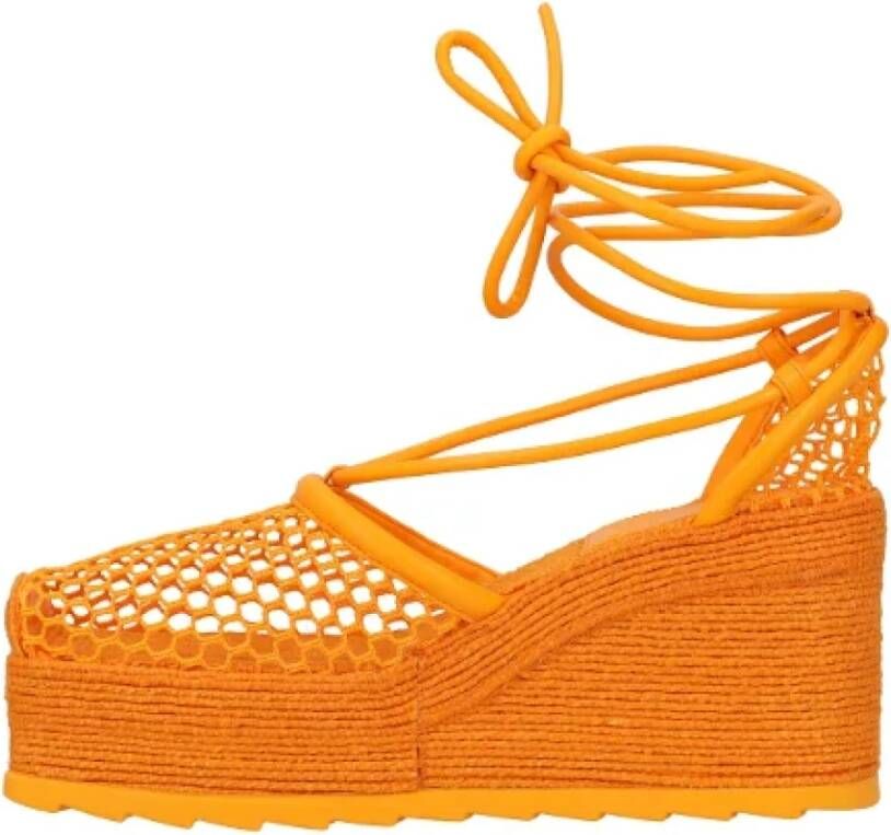 Bottega Veneta Vintage Pre owned Leather espadrilles , Oranje, Dames