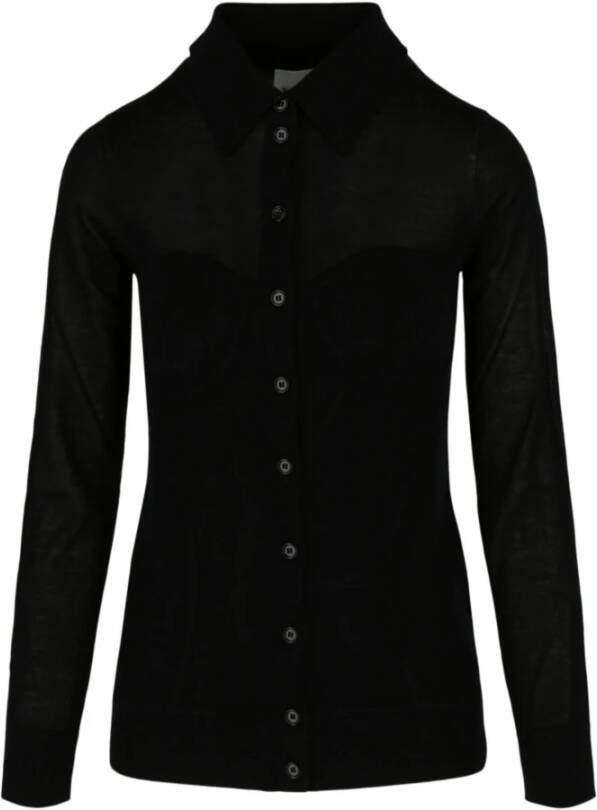 Burberry Corset Detail Wool Cardigan , Zwart, Dames