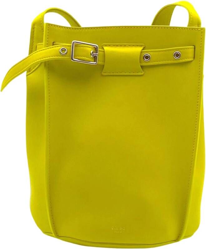 Celine Vintage Céline bucket bag in mimosa yellow leather , Geel, Dames