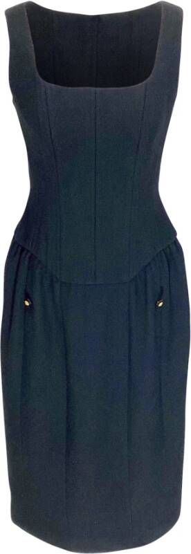 Chanel Vintage 1990s corset dress in black wool , Zwart, Dames