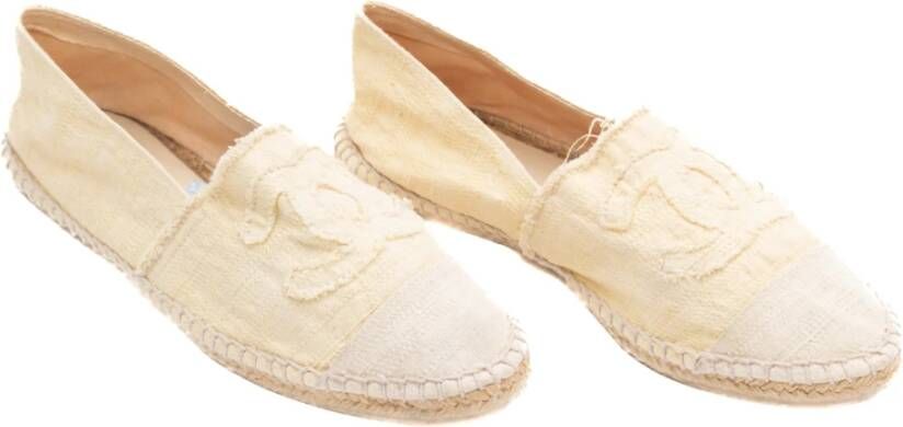 Chanel Vintage Pre owned Gold Black Ballerinas , Wit, Dames