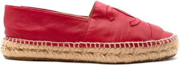 Chanel Vintage Red Leather Espadrilles , Rood, Dames
