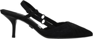 Dolce & Gabbana Corset stijl satijnen slingbacks , Zwart, Dames
