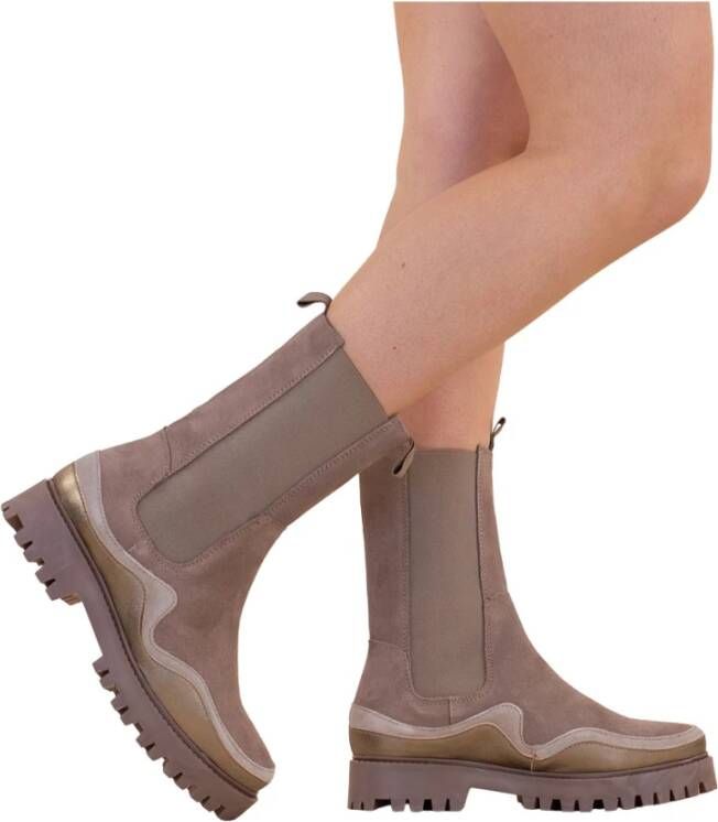 Dwrs BikerBoots , Beige, Dames