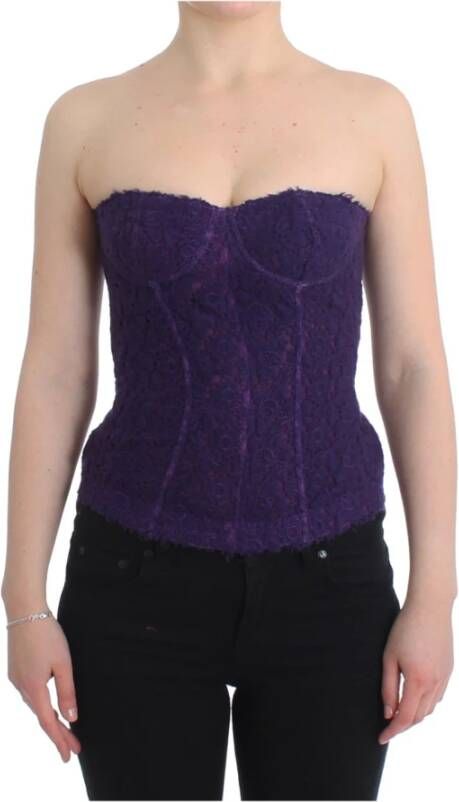 Ermanno Scervino Lingerie Corset Bustier Top Floral Lace , Paars, Dames