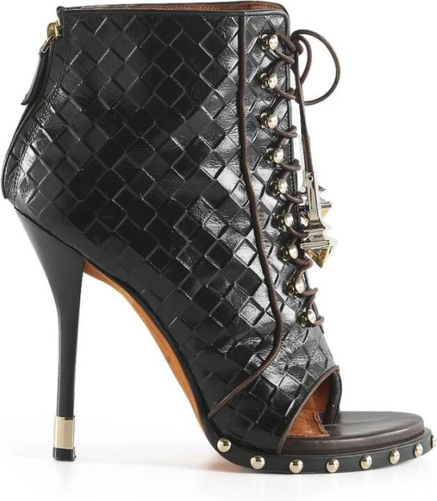 Geweven lederen veter enkellaarzen Givenchy Pre owned, Zwart, Dames