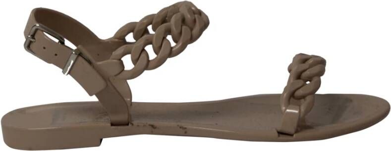 Givenchy Jelly Plate Chain Flat Sandals in Beige Plastic Givenchy Pre owned, Beige, Dames