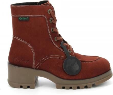 Kickers Kick Hello Lace up Boots , Oranje, Dames