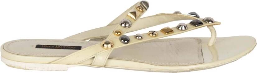 Louis Vuitton Studded Thong Sandals , Wit, Dames