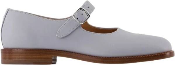 Maison Margiela Mary Jane Tabi Flat Shoes - Blue Leather , Blauw, Dames