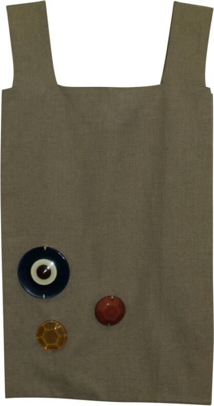 Marni Button Embellished Tote Bag in Beige Polyester Marni Pre owned, Beige, Dames