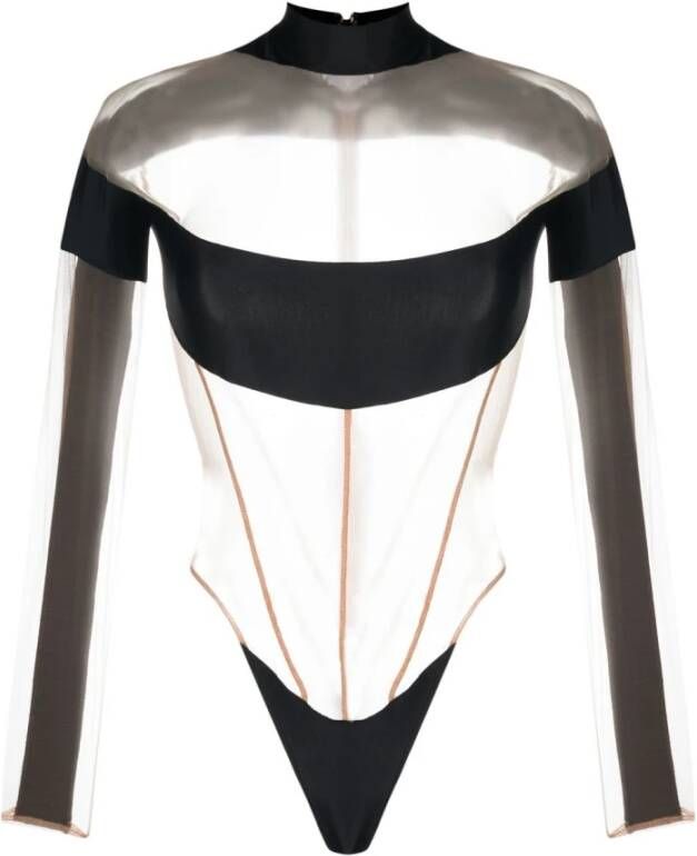 Mugler Top Black , Zwart, Dames