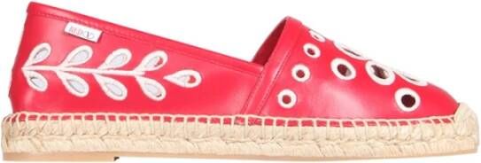 Red(V) Geperforeerde leer espadrilles , Rood, Dames