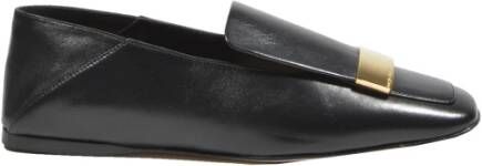 Sergio Rossi Ballerinas FER Kalbsleder Dayer Logo Metallspange , Zwart, Dames