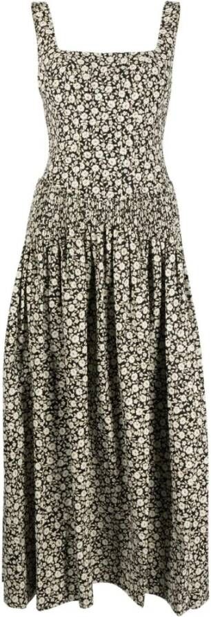 TORY BURCH `Ditsy` Floral Silk Taffeta Corset Dress , Zwart, Dames