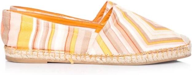 Valentino Vintage Voldoende gestreepte canvas Espadrilles , Oranje, Dames