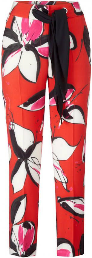 alba moda Broek met bloemenprint Rood/Zwart/Offwhite