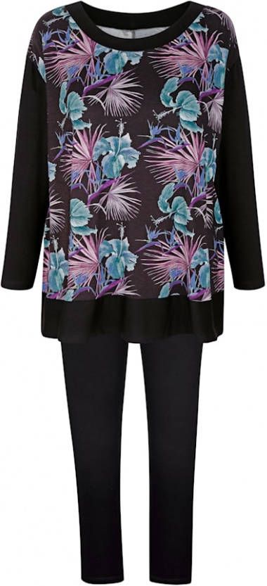 harmony Huispak met bloemenprint Zwart/Groen/Paars