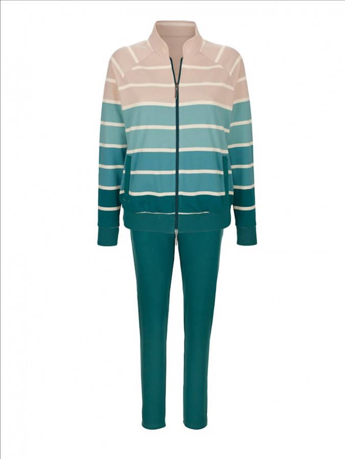 harmony Joggingpak met ingebreid streepdessin Salie/Jadegroen/Donkergroen
