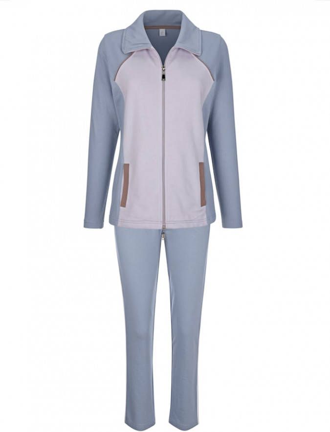 harmony Joggingpak met modieuze raglanmouwen Rookblauw/Lila