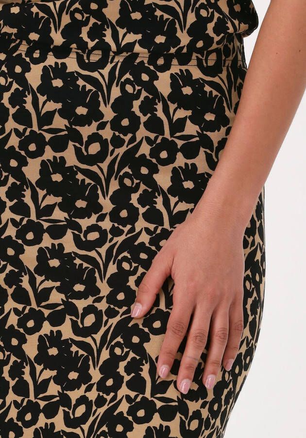 Juffrouw Jansen gebloemde midi rok Sand zwart/zand
