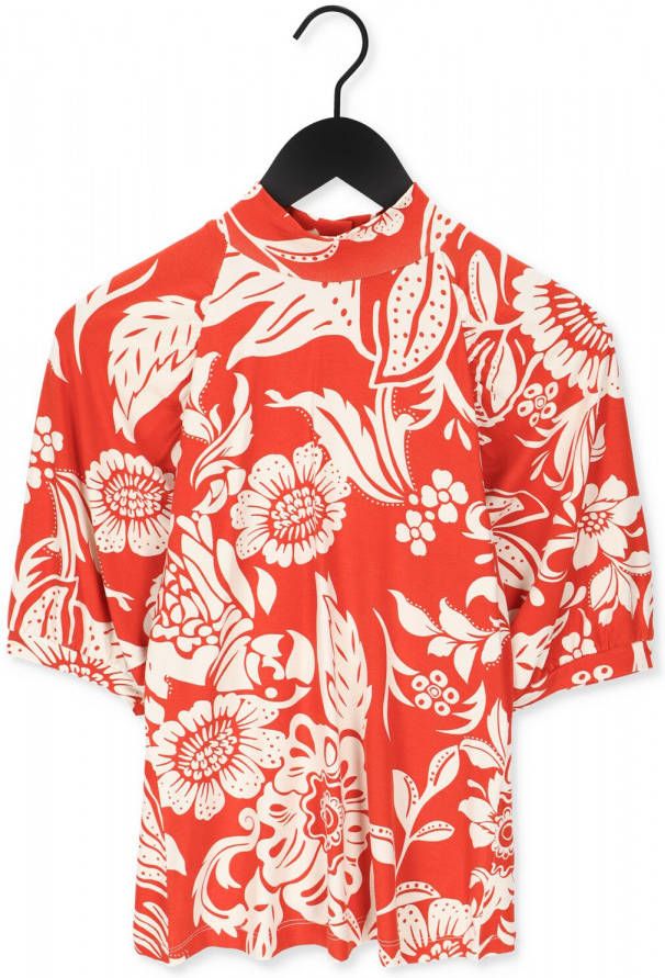 Juffrouw Jansen gebloemde top Nathalie brique/ecru