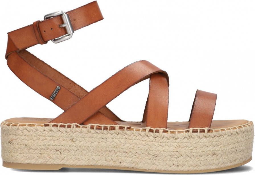 Shabbies Espadrilles Espadrille Sandal Natural Dyed Smooth Leather Bruin