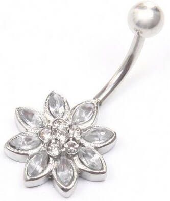 J.Jayz Navelpiercing Bloem, fonkelend omboord met glassteentjes