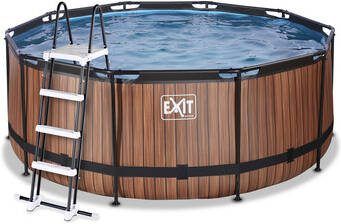 EXIT TOYS EXIT Wood Pool ø, 360x122cm met filterpomp, bruin