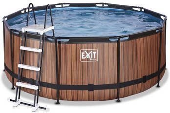 EXIT TOYS EXIT Wood Pool ø, 360x122cm met zandfilterpomp, bruin