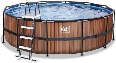EXIT TOYS EXIT Wood Pool ø, 450x122cm met Zandfilterpomp, bruin