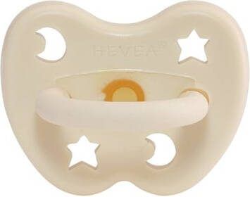 Hevea Fopspeen Natuurlijk rubber/Milky White/rond/ster & maan(0 3 ma. )