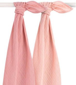 Jollein bamboe multidoek large 115x115 cm Pale pink set van 2