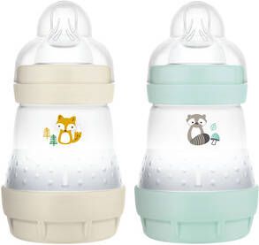 MAM Babyfles Easy Start Anti koliek Elementen 160 ml 2 stuks vos/konijn in beige/mint