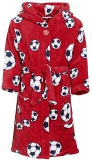 Playshoes fleece badjas Socces met voetbal dessin rood