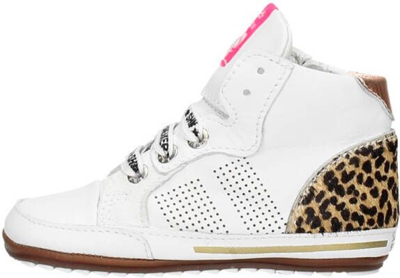 Shoesme BP21S002-B leren babyschoenen met panterprint wit