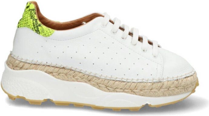 Shabbies Witte espadrille sneaker met gele achterpatch