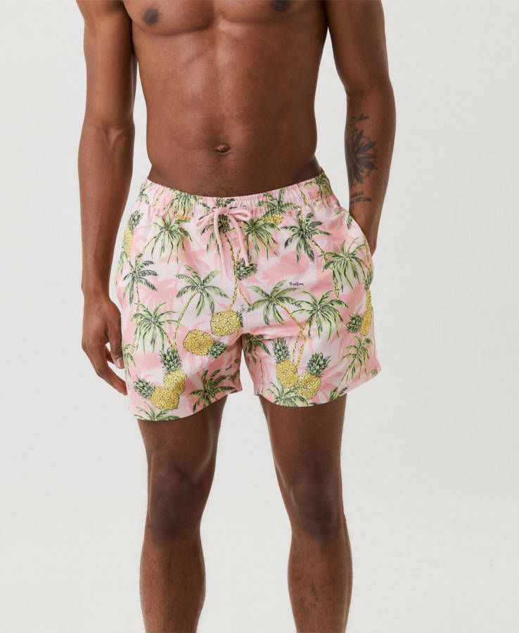 Björn Borg zwemshort met all over print lichtroze/wit/geel