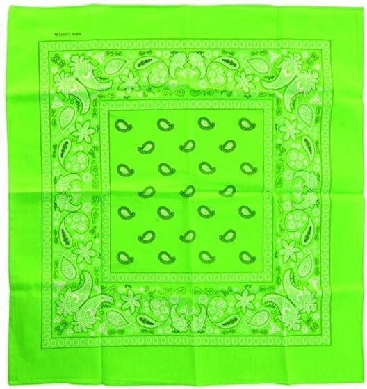 Merkloos Neon Groene Zakdoek Bandana 53 X 53 Cm