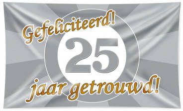 Feestbazaar Gevelvlag 25 Jaar Getrouwd Zilver(150x90cm )