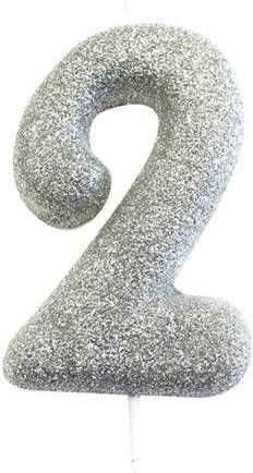 Feestbazaar Nummerkaars &apos, 3&apos, Glitter Zilver