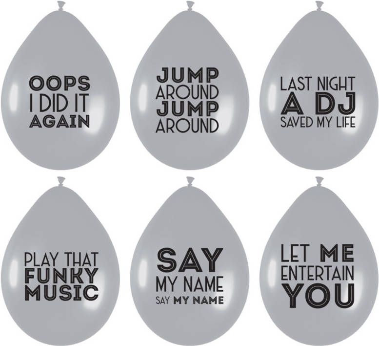 Feestbazaar Ballonnen Song Quotes Disco Zilver(6st )