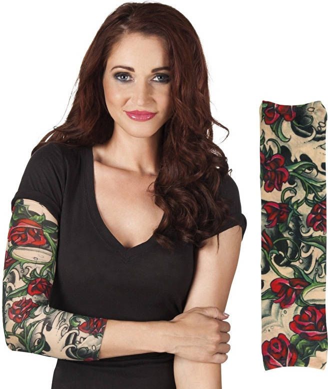 Boland Tattoo Sleeve Rozen Rood/groen