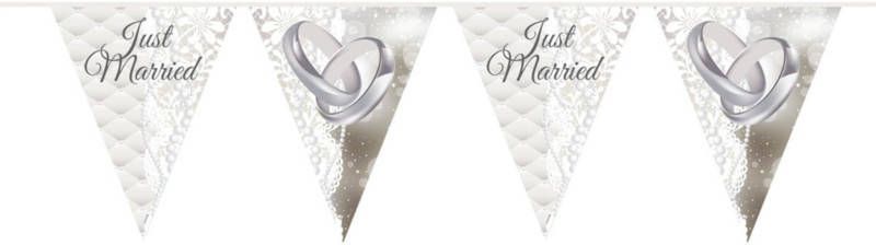Feestbazaar Just Married Ringen Bruiloft Vlaggenlijn(10m )