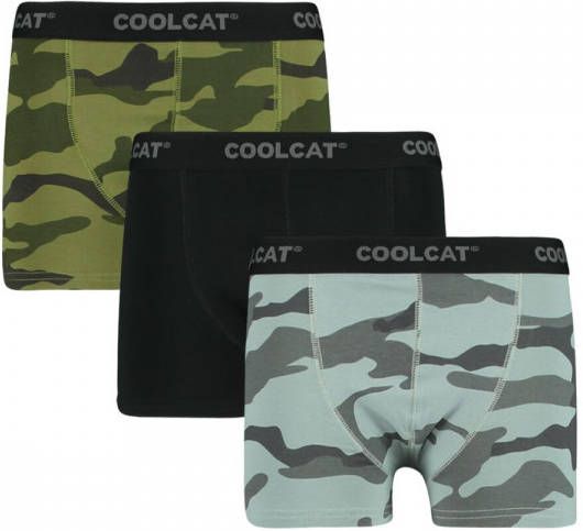 CoolCat Junior boxershort set van 3 groen/zwart/grijs