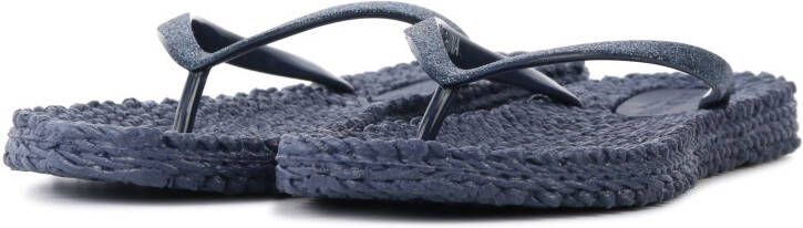 Ilse Jacobsen Hornbæk Glitter flip flop in gewaad geweven blik , Blauw, Dames